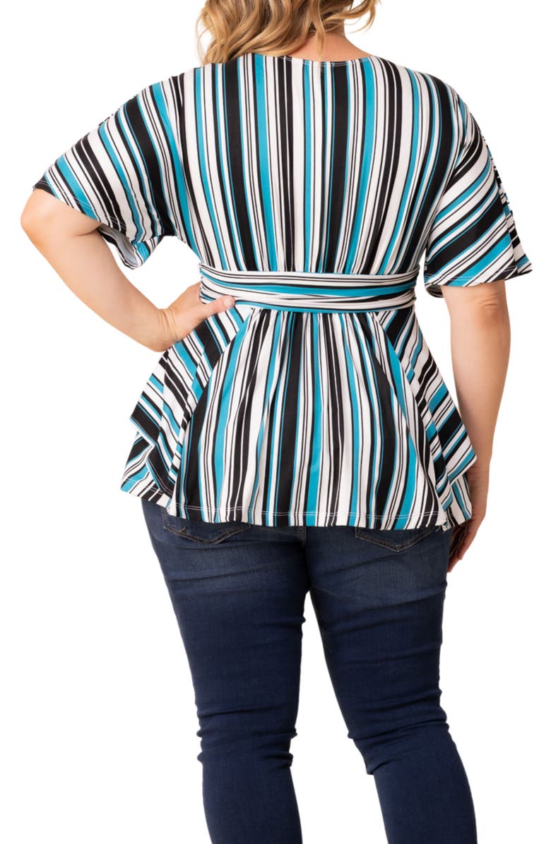 Kiyonna Boulevard Stripe Knit Top, Alternate, color, Teal Stripes