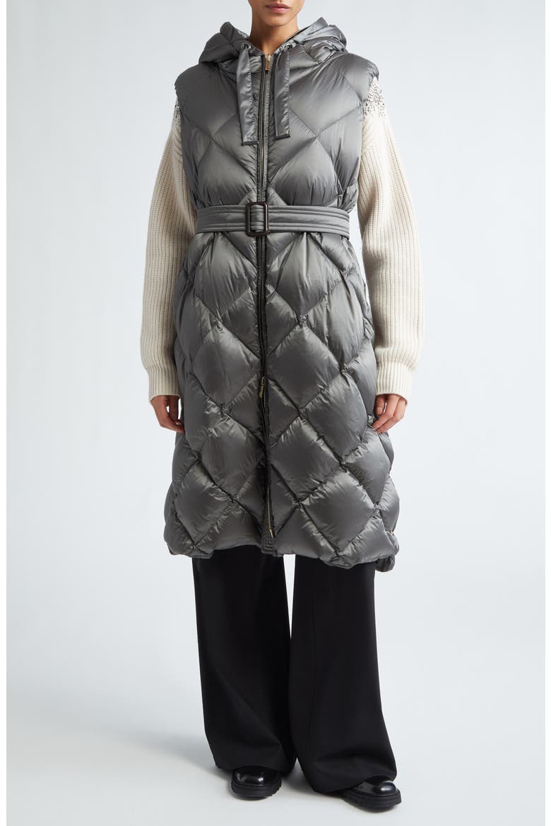 The Cube Tregil Diamond Quilted Down Longline Vest, Main, color, MEDIUM GREY