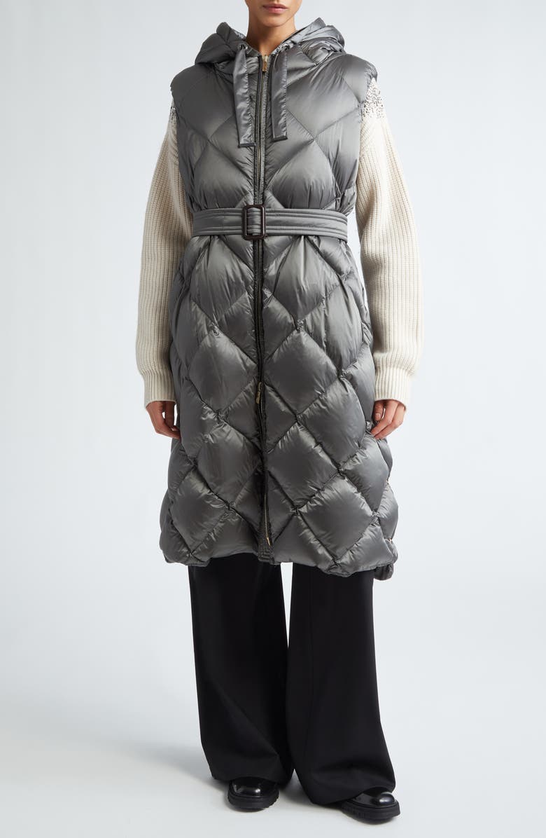 Max Mara The Cube Tregil Diamond Quilted Down Longline Vest, Main, color, 