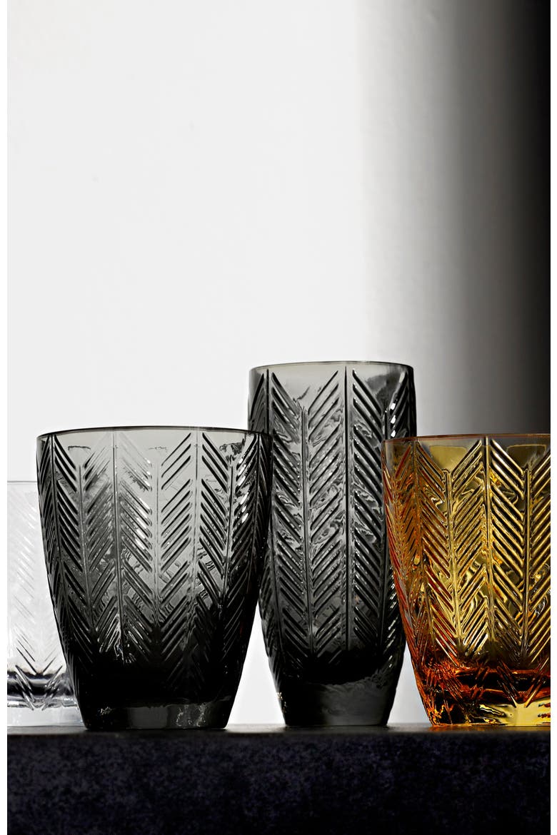 Wine Glasses ZIG ZAG Set of 6  Grey 9.8 oz, diam. 3.25", H 3.75", Alternate, color, Grey