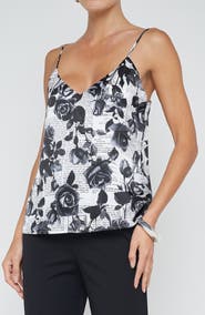 L'AGENCE Jane Rose Print Silk Camisole