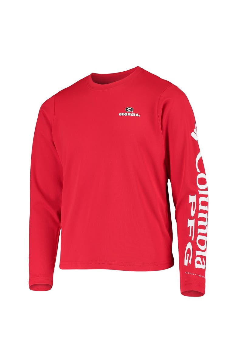 Columbia Youth Red Georgia Bulldogs PFG Terminal Tackle Long Sleeve Omni-Shade T-Shirt, Alternate, color, Red