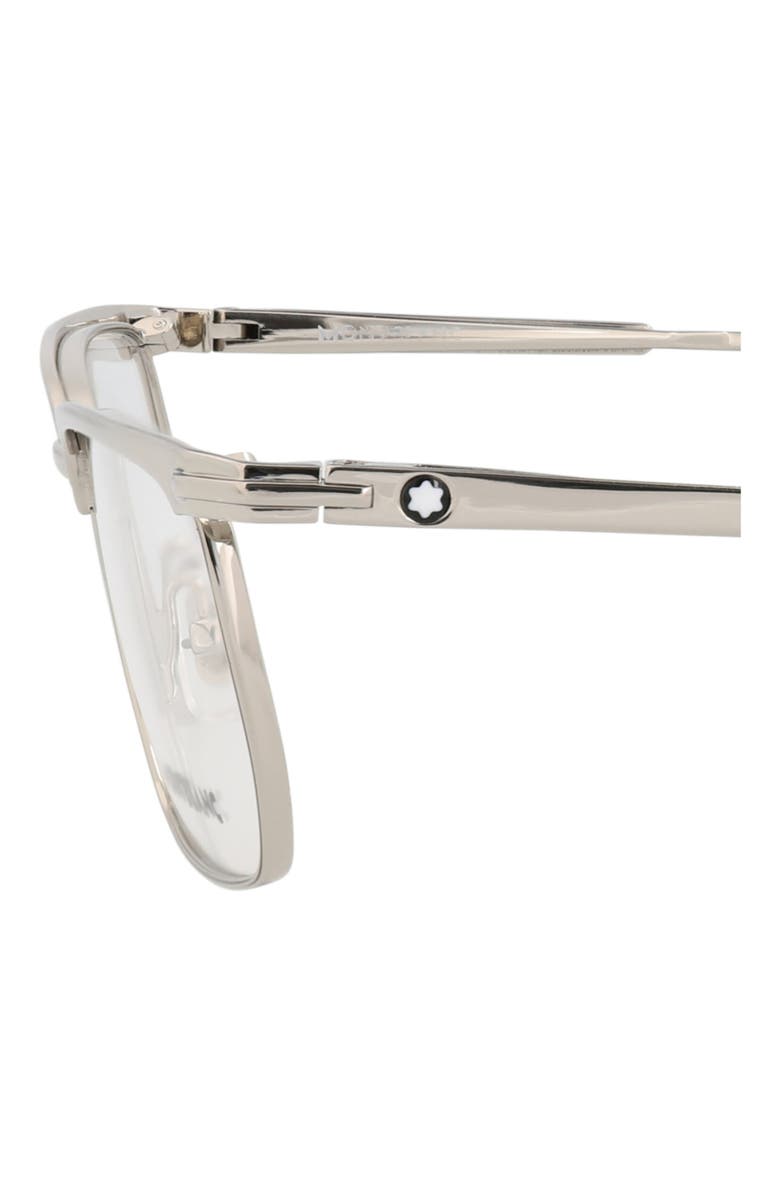 Montblanc 54mm Square Optical Glasses, Alternate, color, Silver Transparent