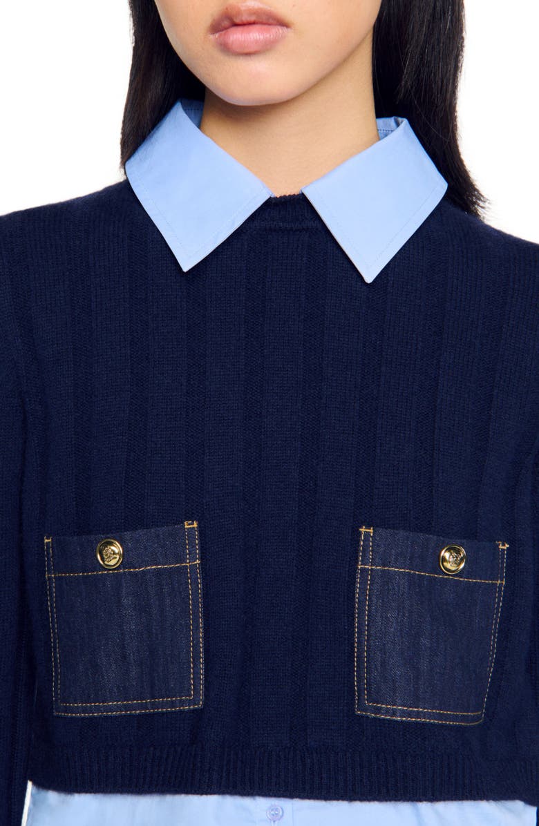 Cropped wool and cashmere sweater