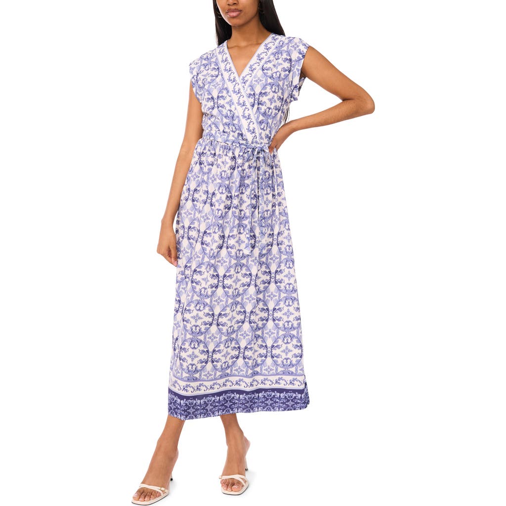 Halogen ® Floral Cap Sleeve Tie Waist Maxi Dress