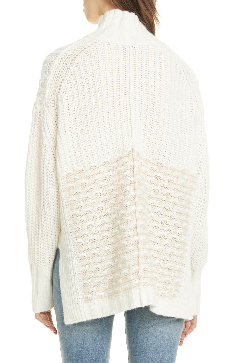 Reiss Stitch Mix Neutral Tone Turtleneck Sweater, Alternate, color, 