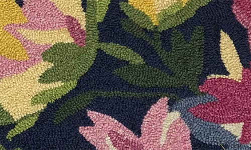 R16 Home Fresh Floral Door Mat In Dark Blue Multi
