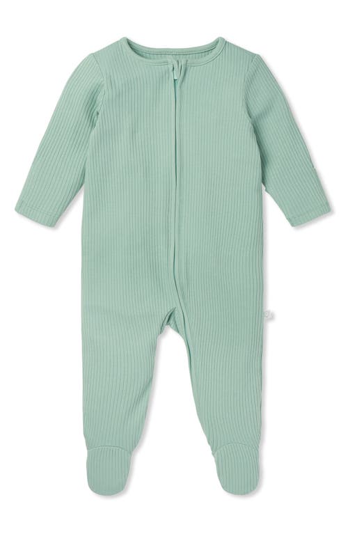 MORI Clever Zip Footie in Ribbed Mint 