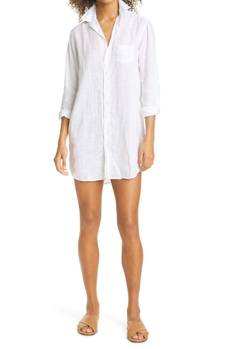 Mary Classic Long Sleeve Shirtdress, Main, color, WHITE LINE