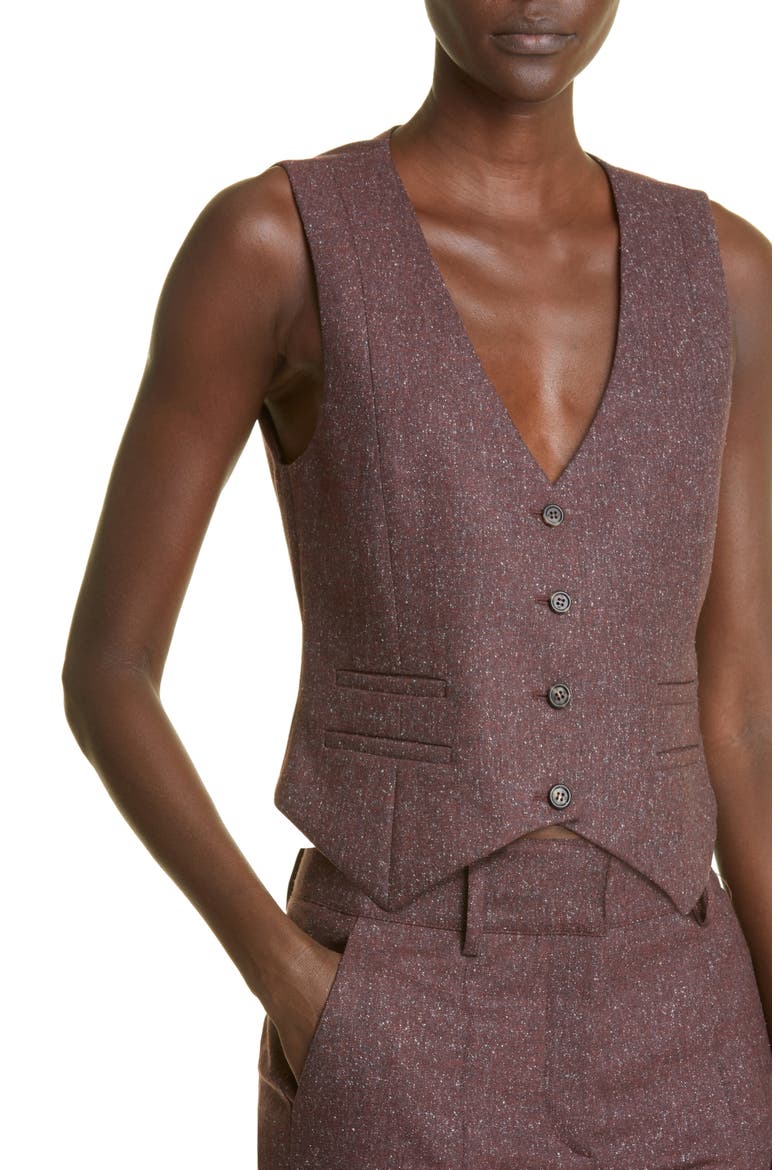 Women's Zelos Strech Wool & Silk Tweed Vest (Nordstrom Exclusive), Alternate, color, PRUNE/ MULTI