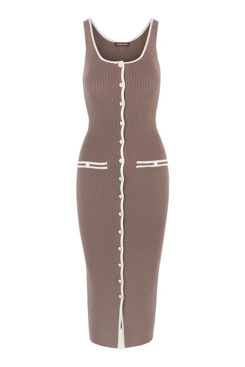 Daphne Rib Knit Contrast Midaxi Dress, Alternate, color, Brown/Cream
