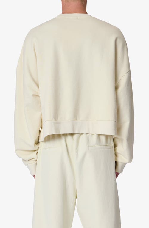 Mnml Crop Cotton Crewneck Sweatshirt In White
