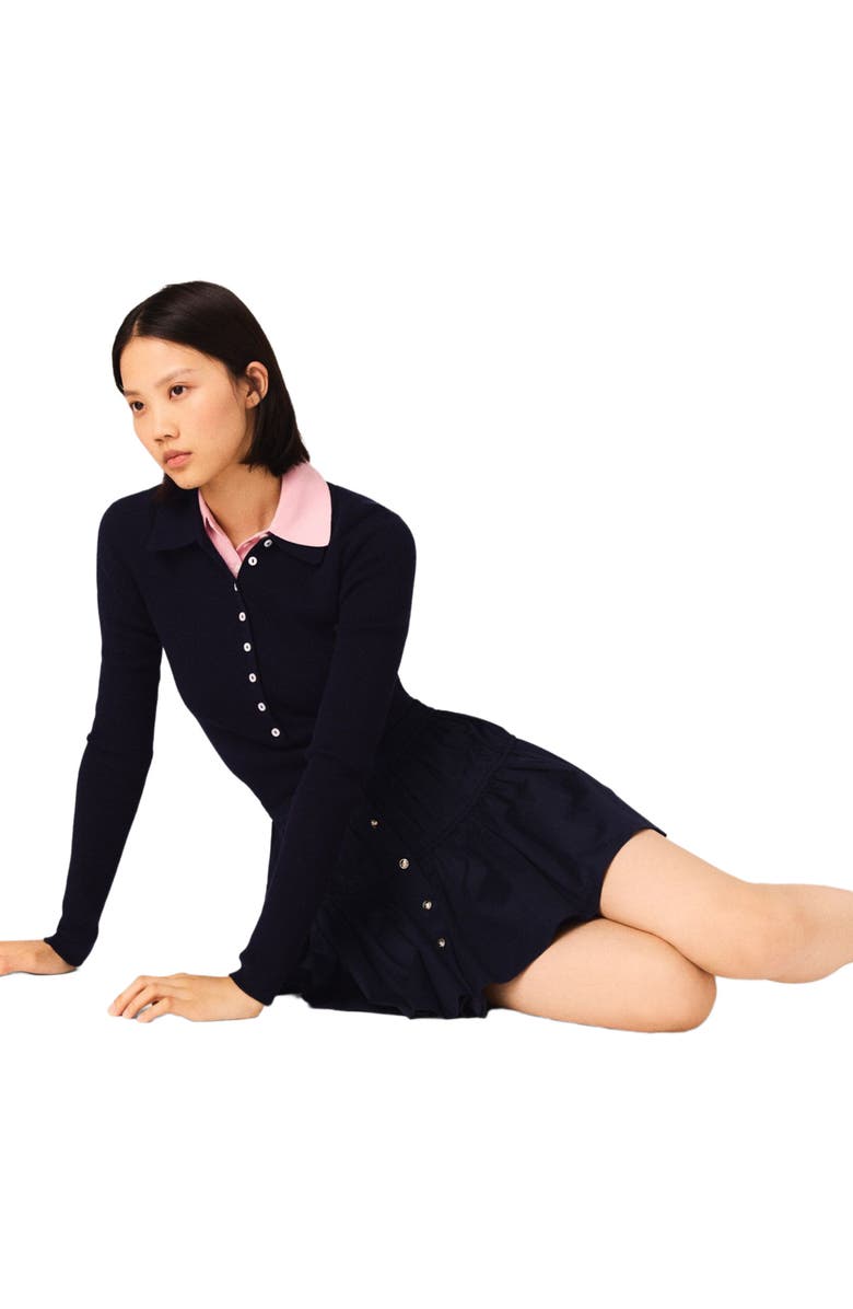 maje Mini elasticated waist skirt, Alternate, color, Navy