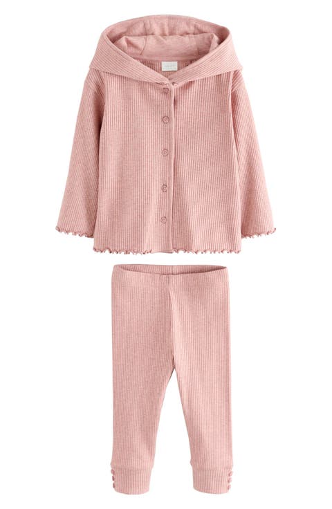 Kids' Cotton Rib Button-Up Hoodie & Leggings Set (Baby & Little Kid)