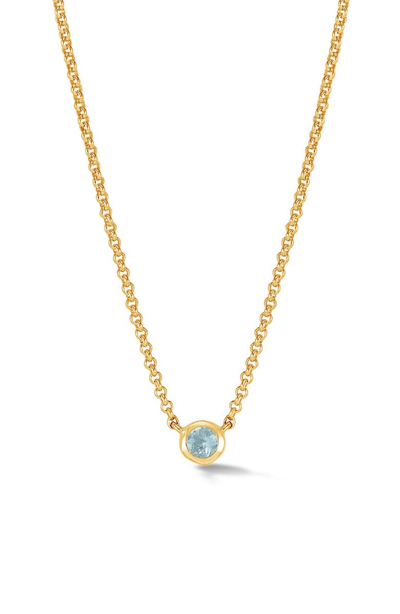 Dower & Hall Aquamarine Round Dewdrop Pendant, Main, color, Yellow Gold Vermeil