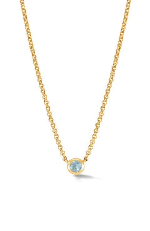 Aquamarine Round Dewdrop Pendant