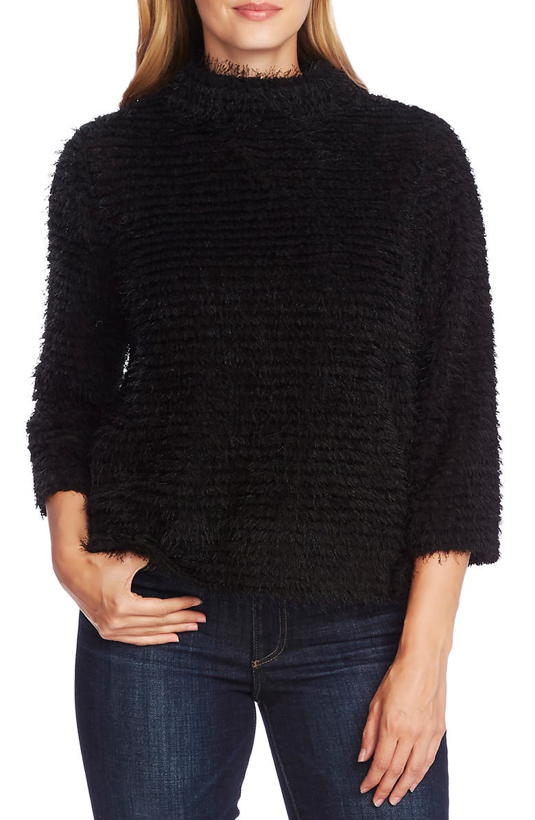 Vince Camuto Eyelash Fringe Stripe Sweater, Main, color, 
