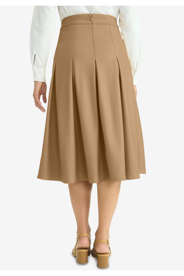 Faux Leather Pleated Midi Skirt, Alternate, color, SOFT CAMEL