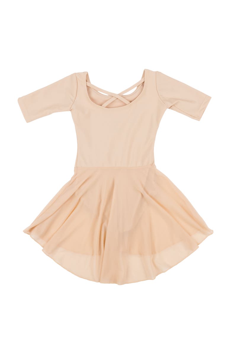 Leveret Girls Short Sleeve Skirted Leotard, Alternate, color, Beige