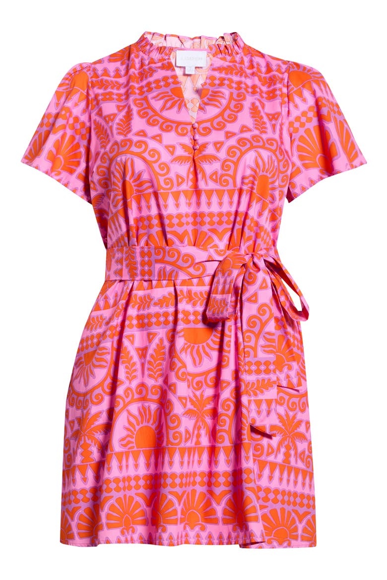 Tarie Tropical Ema Shift Minidress, Alternate, color, PINK-ORANGE