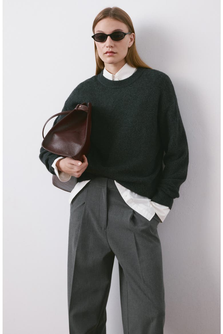 Pleated Straight Leg Pants, Alternate, color, GREY