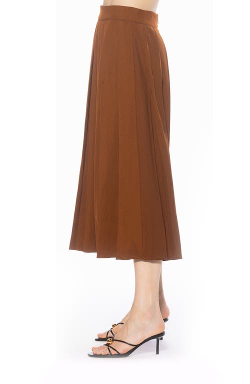 Alexia Admor Oren Pleated Midi Skirt In Brown