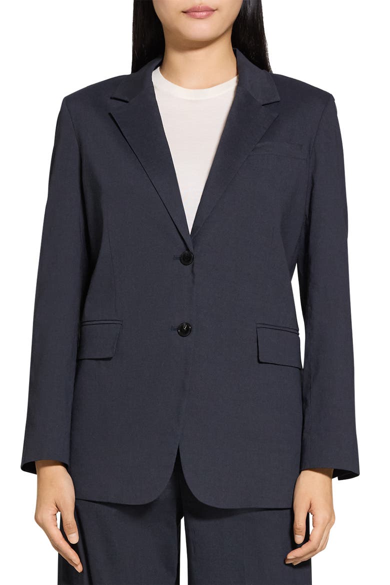 Linen Blend Blazer, Main, color, CONCORD