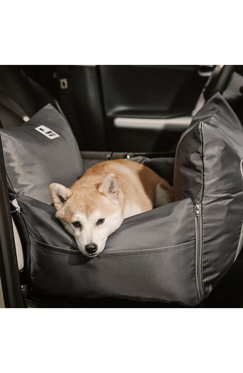 FunnyFuzzy First Class Waterproof Dog Car Seat Bed, Alternate, color, Charcoal Grey