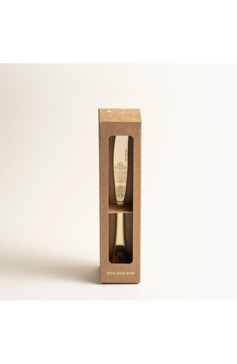 Zsa Zsa Zsu Dume Patterned Steel Dessert Knife Set Of 4, Main, color, Champagne