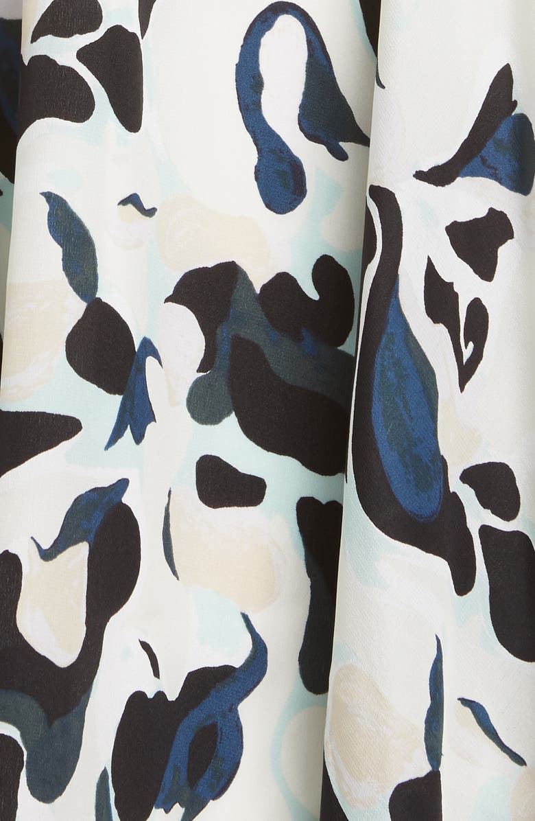 Club Monaco Abstract Print Faux Wrap Handkerchief Hem Silk Dress, Alternate, color, 