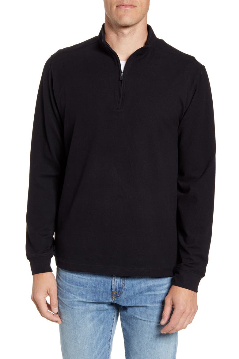 Brady Half Zip Pullover, Main, color, BLACK