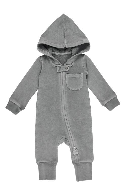 L'Ovedbaby Hooded Organic Cotton Zip Romper in Mist 