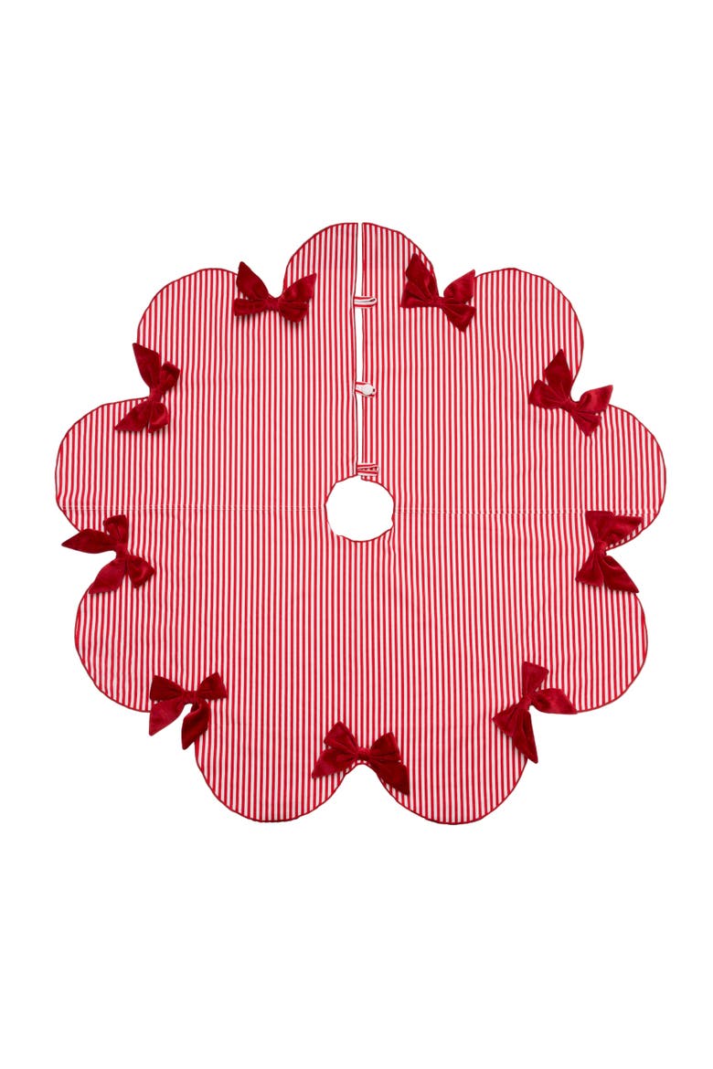 Candy Cane Forest with Ribbons Christmas Tree Skirt, Main, color, Red