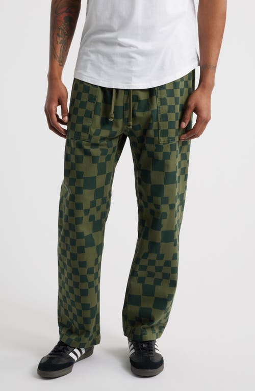 Service Works Printed Chef Pants In Olive Checker