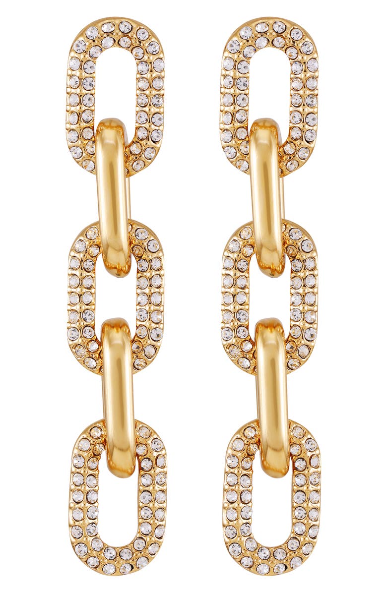 Vince Camuto Pavé Crystal Chain Linear Drop Earrings, Alternate, color, 