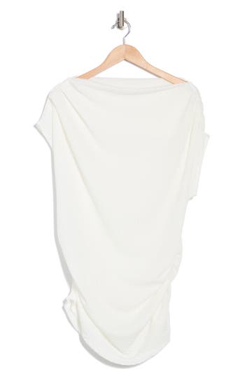 Renee C Asymmetrical Ruched Top In White