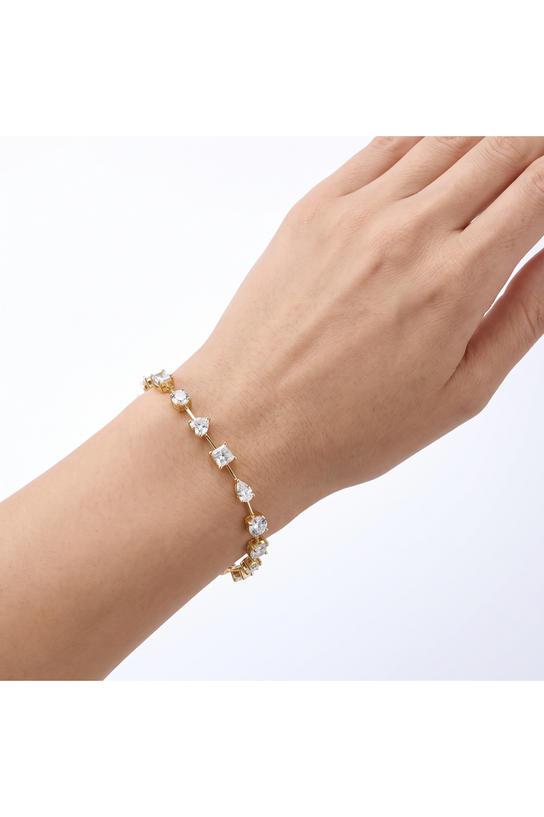 9Ct Mixed Cut Spaced Diamond Tennis Bracelet 14k Gold Lab Grown 7", Alternate, color, 14k White Gold
