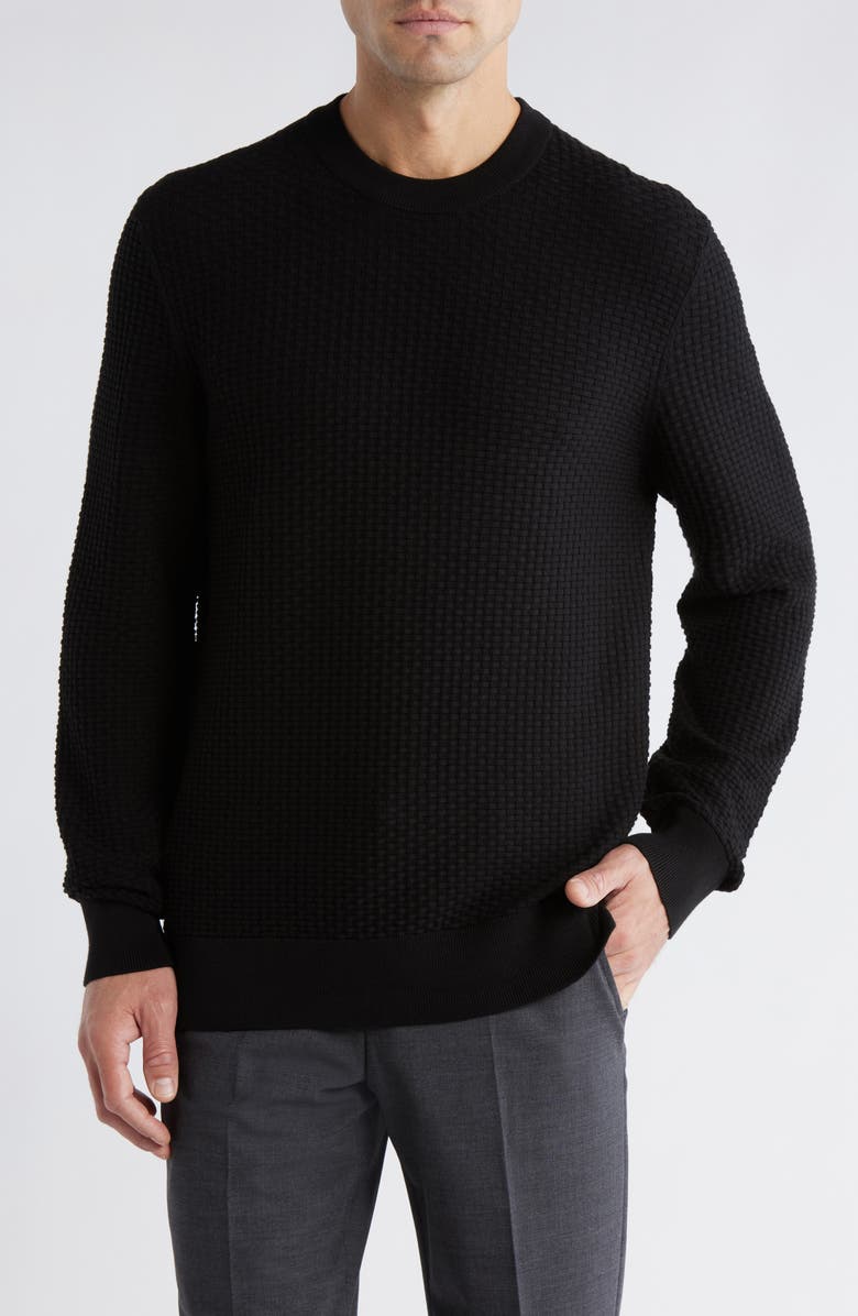 BOSS Imberto Textured Sweater, Main, color, Black
