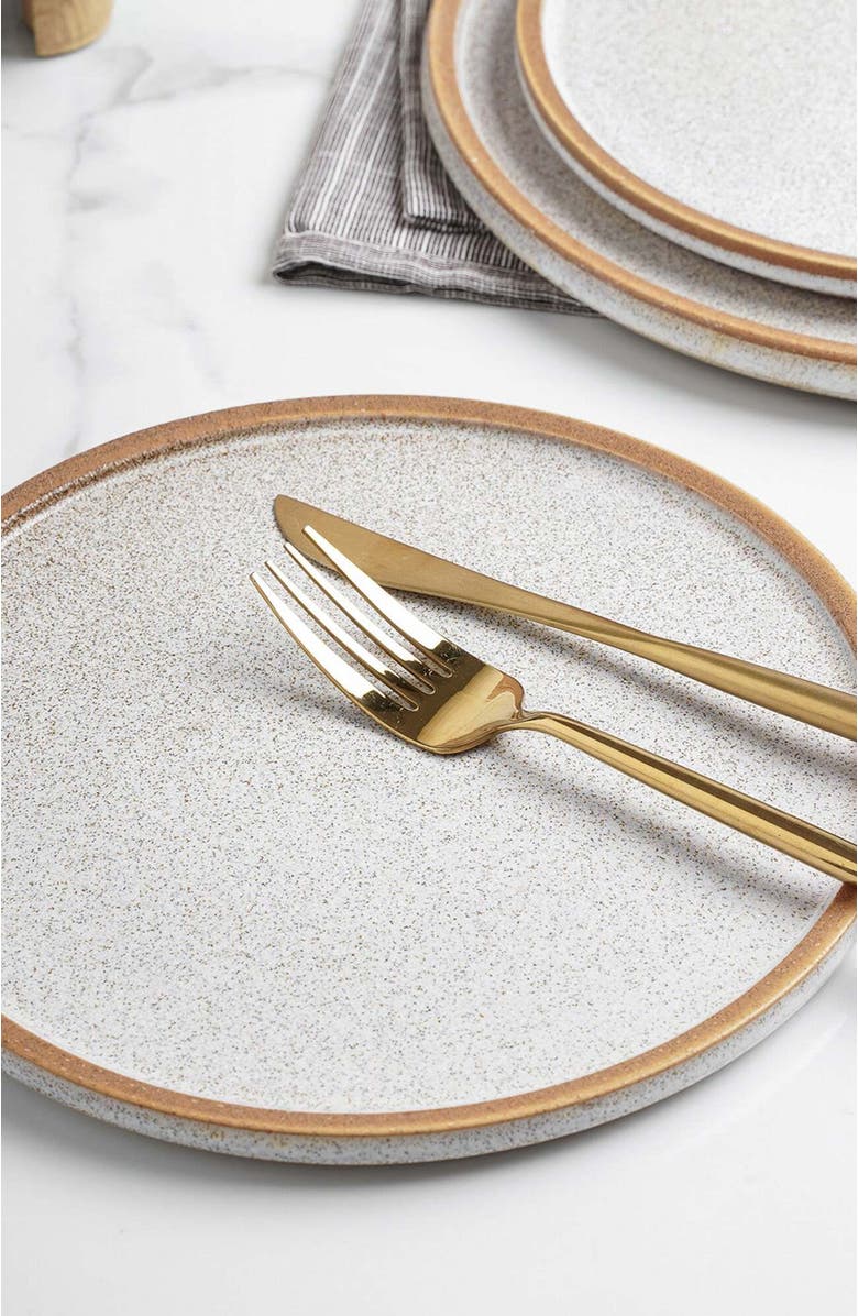 Stone Lain Vince Stoneware 4-Piece Salad Plate Set, Alternate, color, Brown