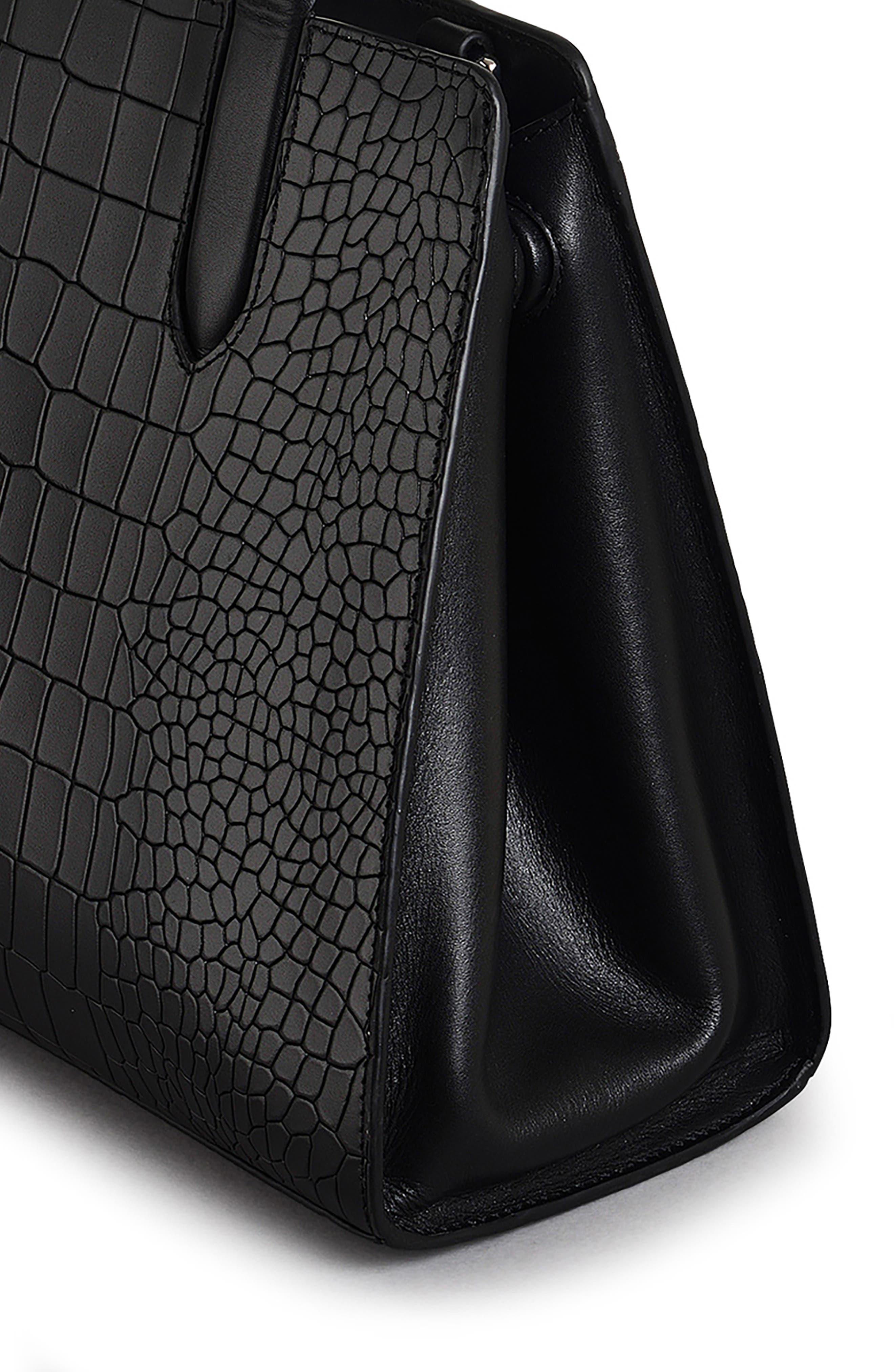 Radley Glasshouse Croc Embossed Crossbody Bag, Alternate, color, Black