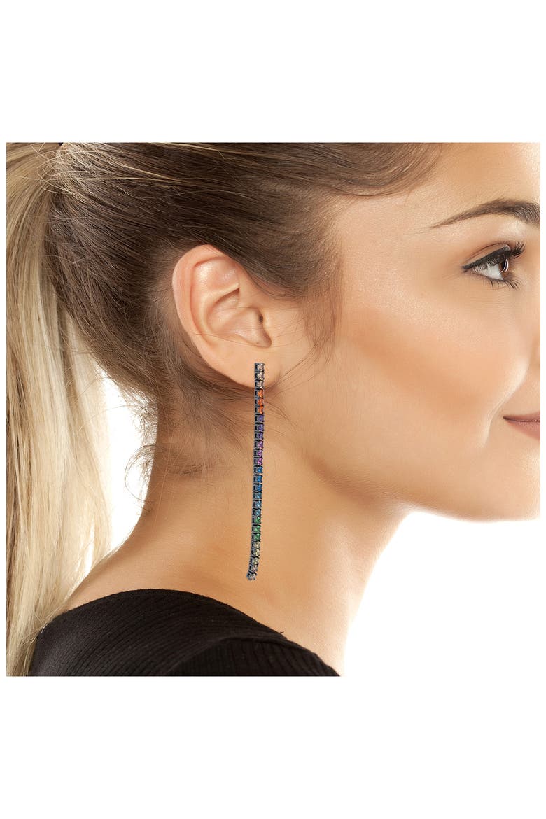 Rainbow Cubic Zirconia Linear Drop Earrings, Alternate, color, MULTI