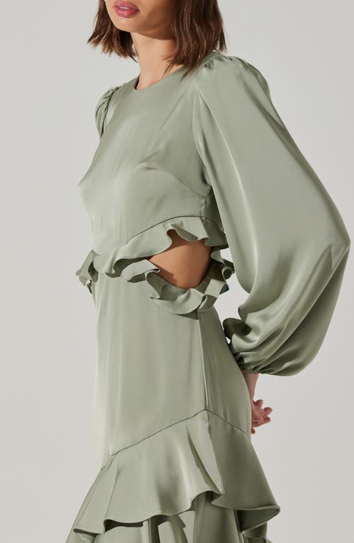 Astr The Label Biella Long Sleeve Ruffle Maxi Dress In Green