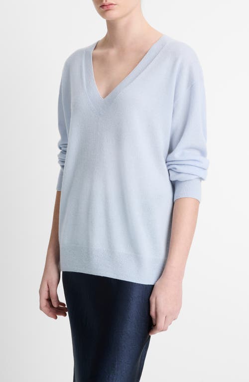 Vince Cashmere & Silk V Neck Sweater In Dark Sky Mist