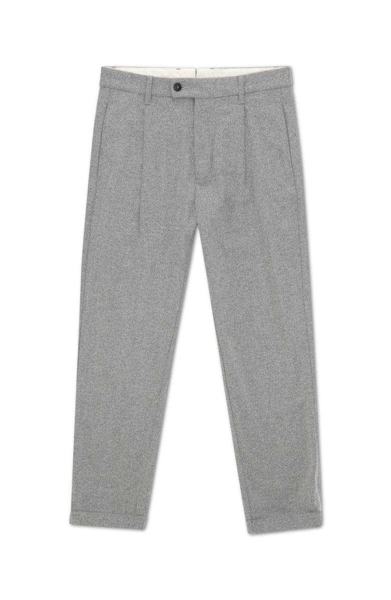 Fortela Pleated Flannel Trousers, Main, color, Melange Grey