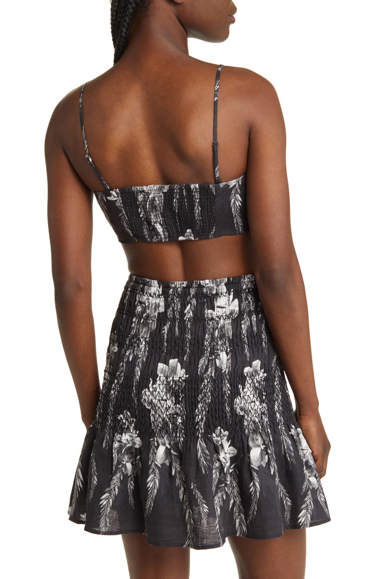 Riah Mia Bandeau Linen Crop Camisole Top, Alternate, color, BLACK