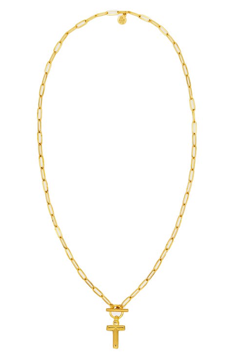 Paper Clip Initial Toggle Necklace