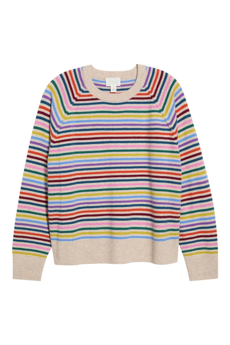 Wool & Cashmere Raglan Sweater, Alternate, color, OATMEAL MULTI BOWEN STRIPE