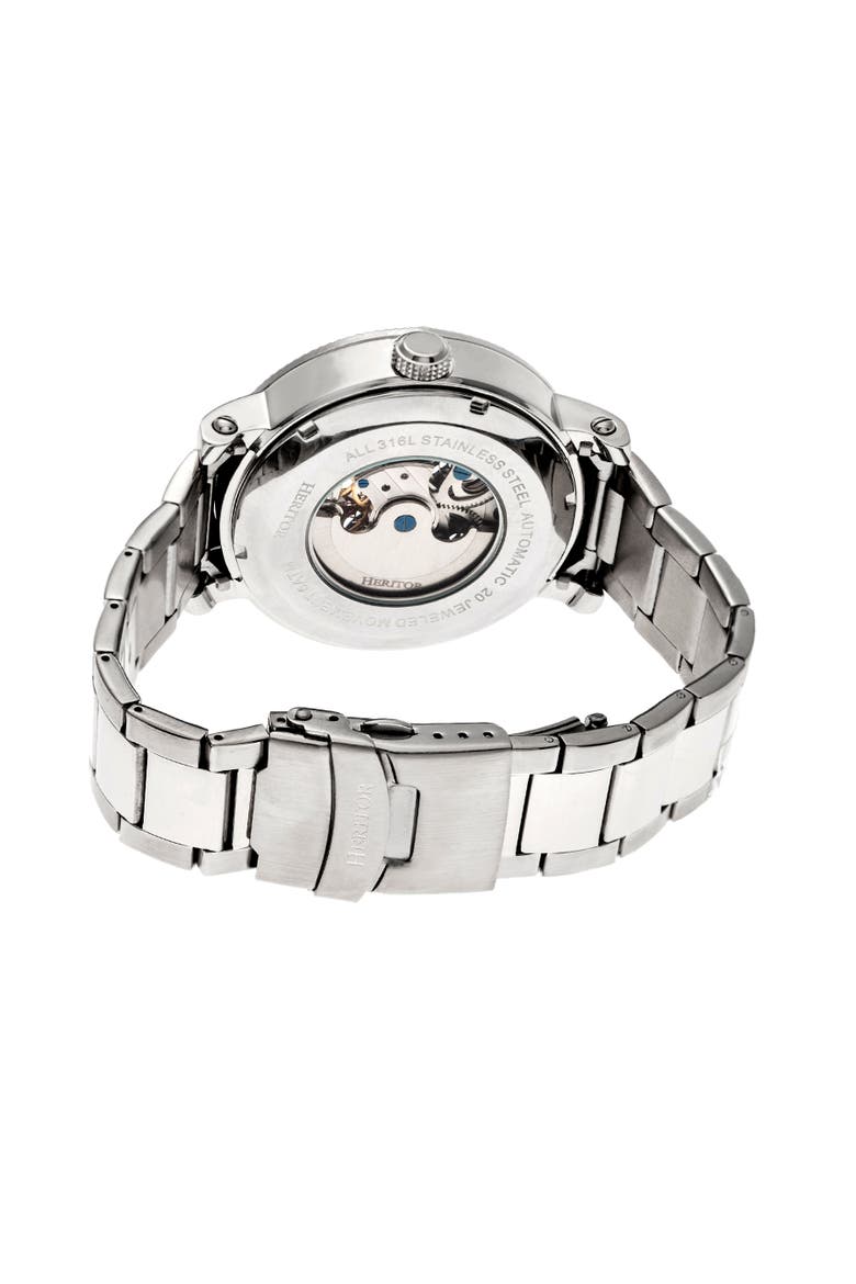Aries Skeleton Leather-Band Watch, Alternate, color, Silver/Black