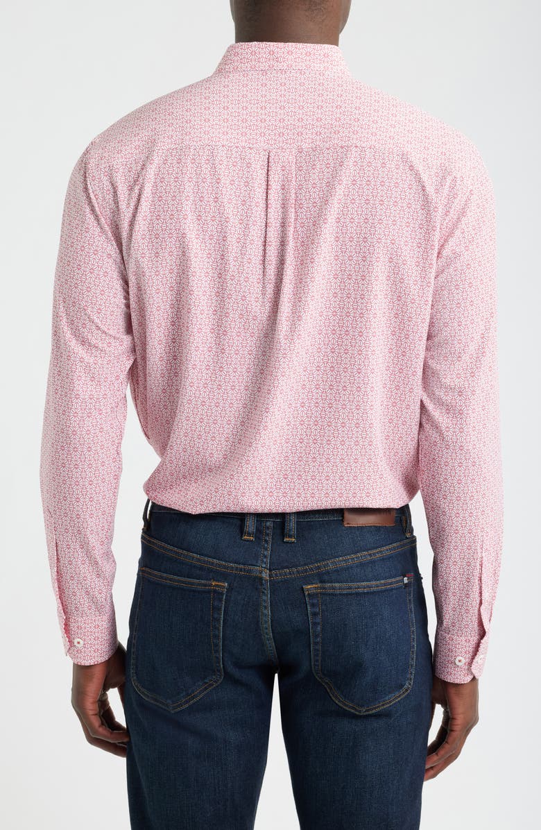 Johnston & Murphy XC+<sup>™</sup> Football Print Performance Button-Down Shirt, Alternate, color, Red