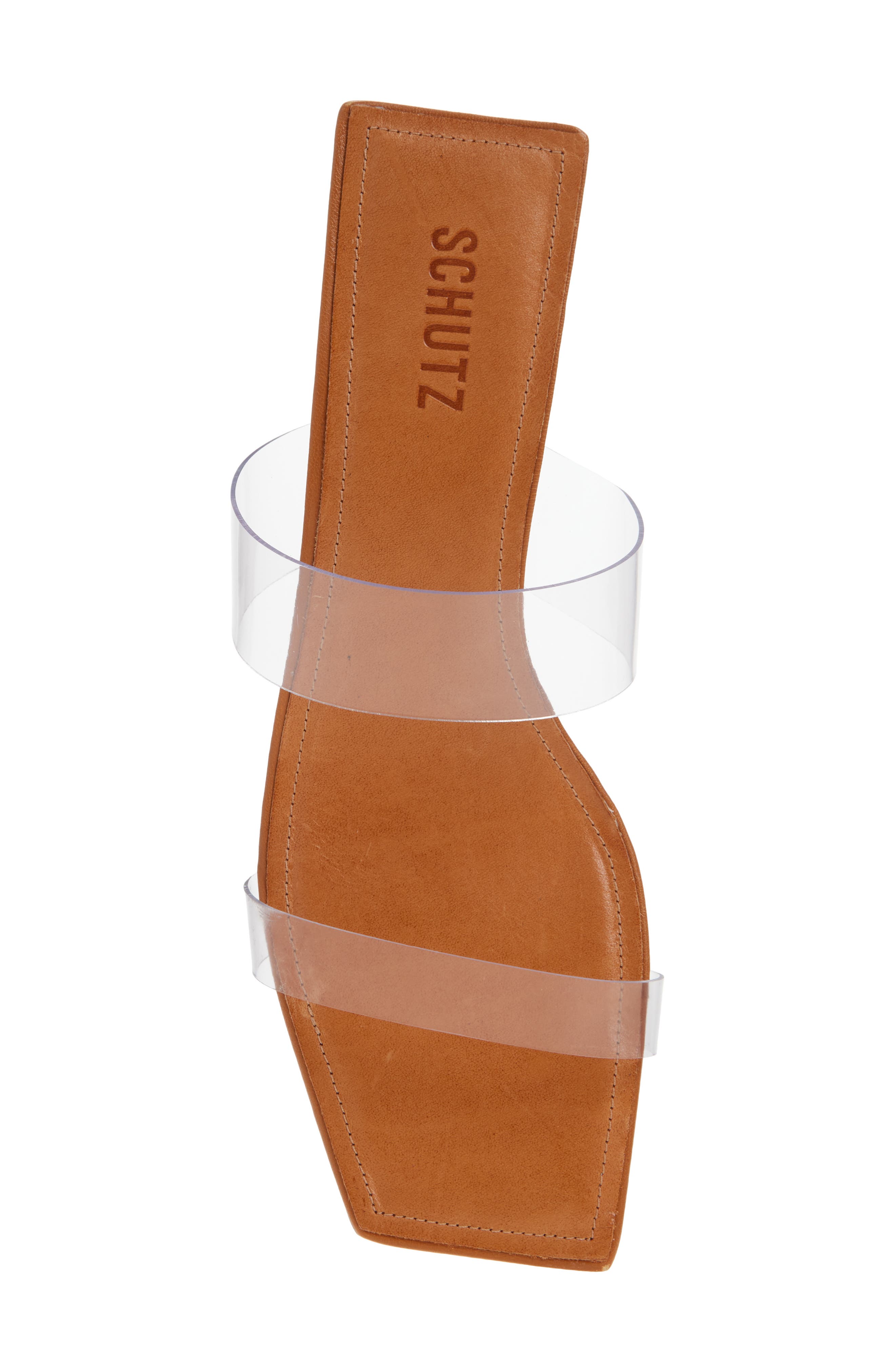 Schutz Ariella Slide Sandal, Alternate, color, Transparente/ Cuoio Brown